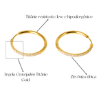 Brincos Argola Cravejados Titânio Gold Hipoalergênicos | Pratinhas