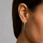 Argola de Titânio com Zircônia Verde Retangular 12mm | Pratinhas