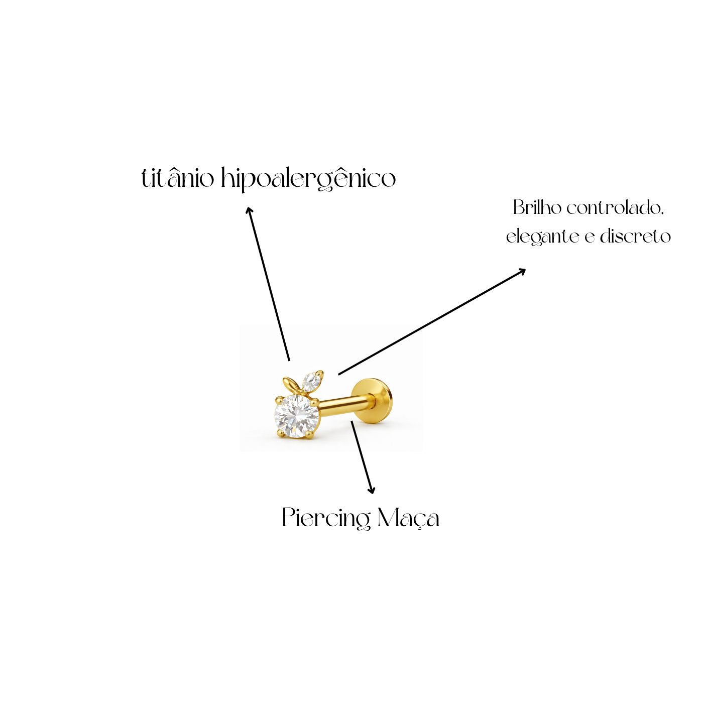 Piercing  Apple em Titânio - Pratinhas