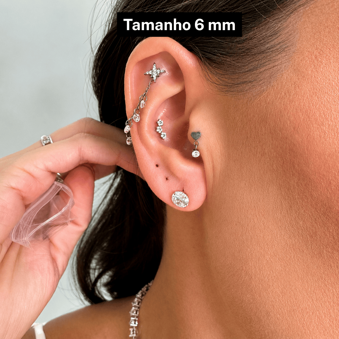 Brinco Solitário de Titânio Gold | Pratinhas