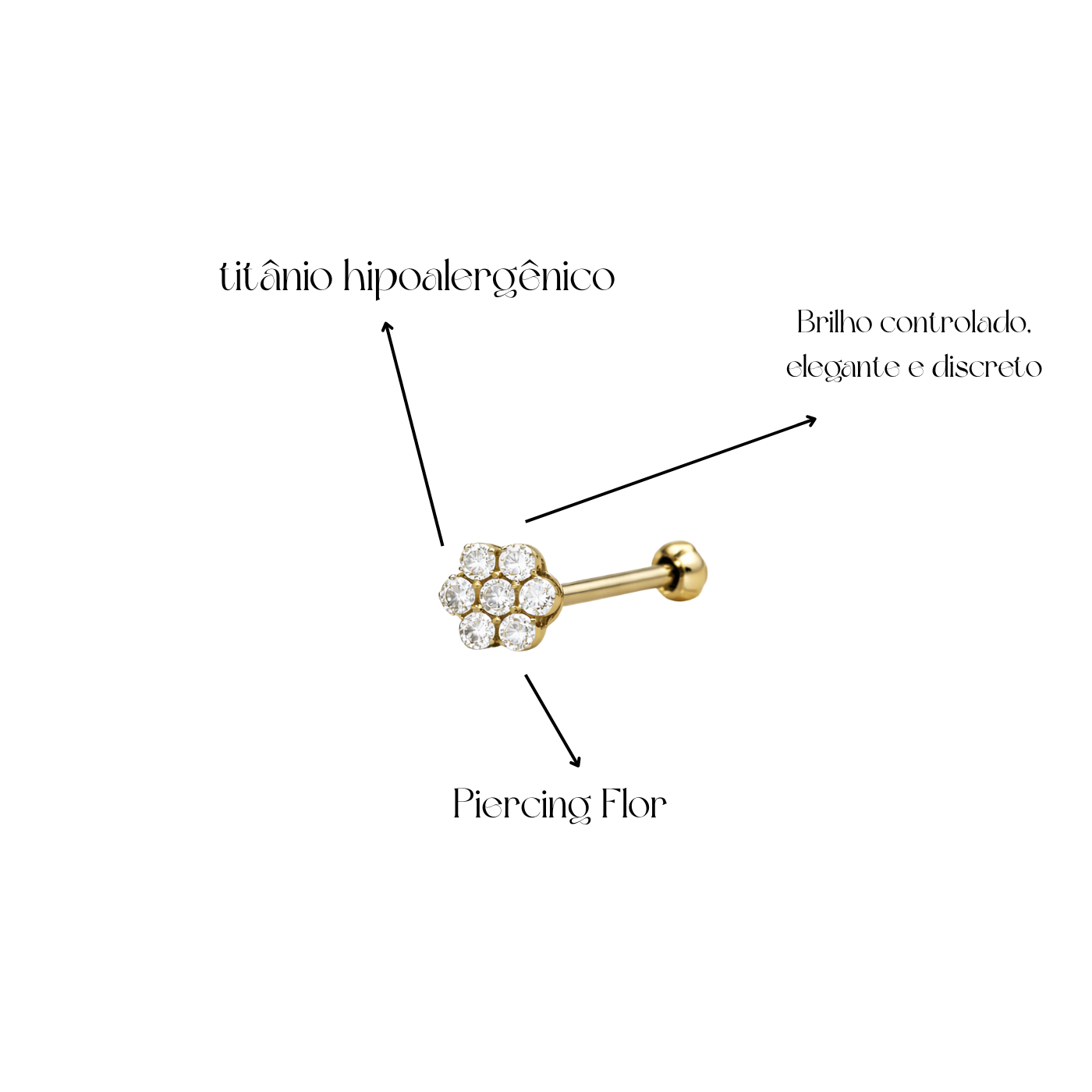 Piercing Flor em Titânio - Pratinhas