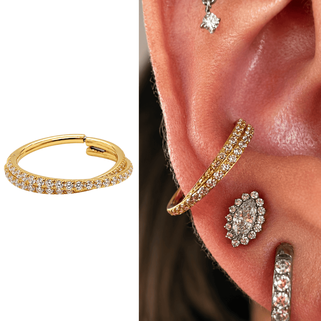 Piericng Conch Titânio Duplo Zircônias cravejadas | Pratinhas