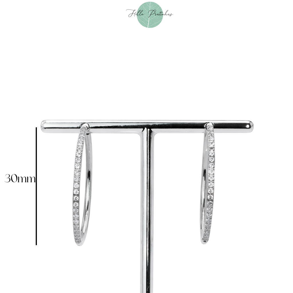 Brincos Argola Cravejados em Titânio – Par Premium