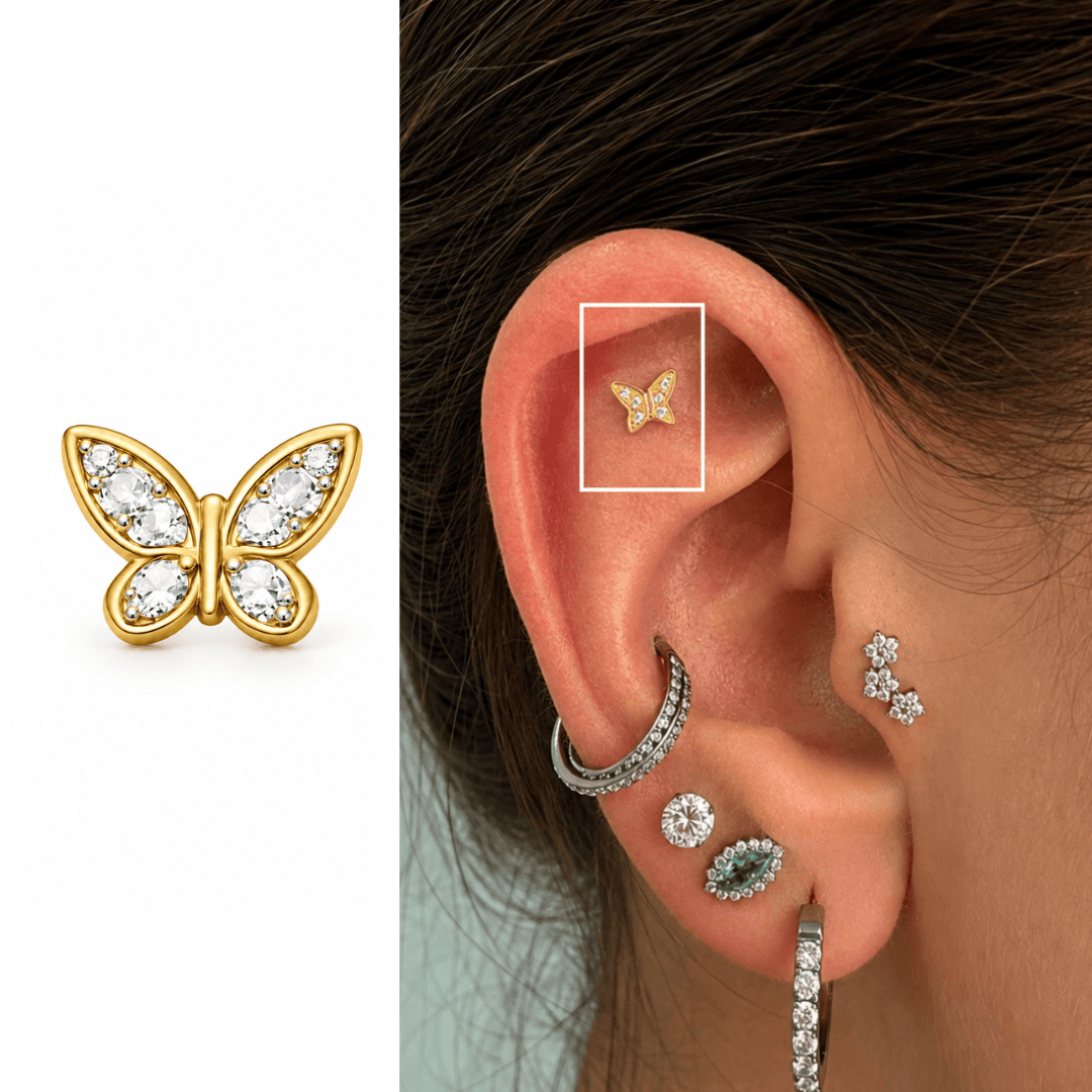 Piercing Borboleta em Titânio | Pratinhas