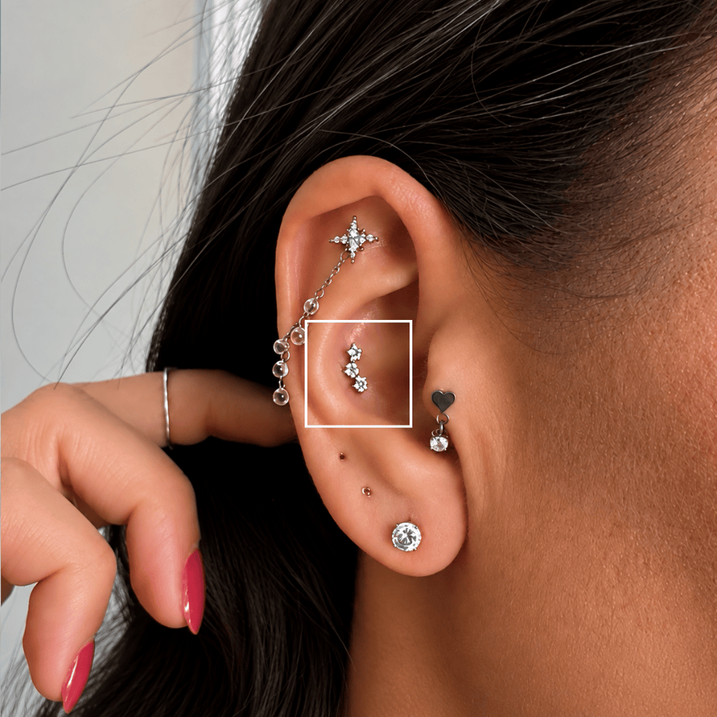 Piercing 3 Flores em Titânio | Pratinhas