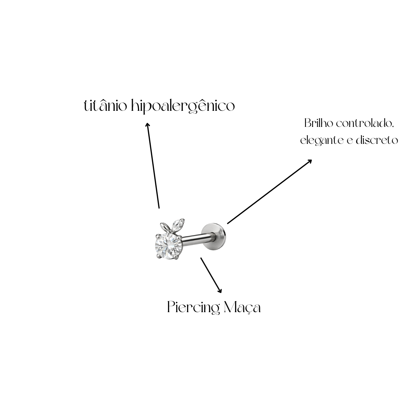 Piercing  Apple em Titânio - Pratinhas
