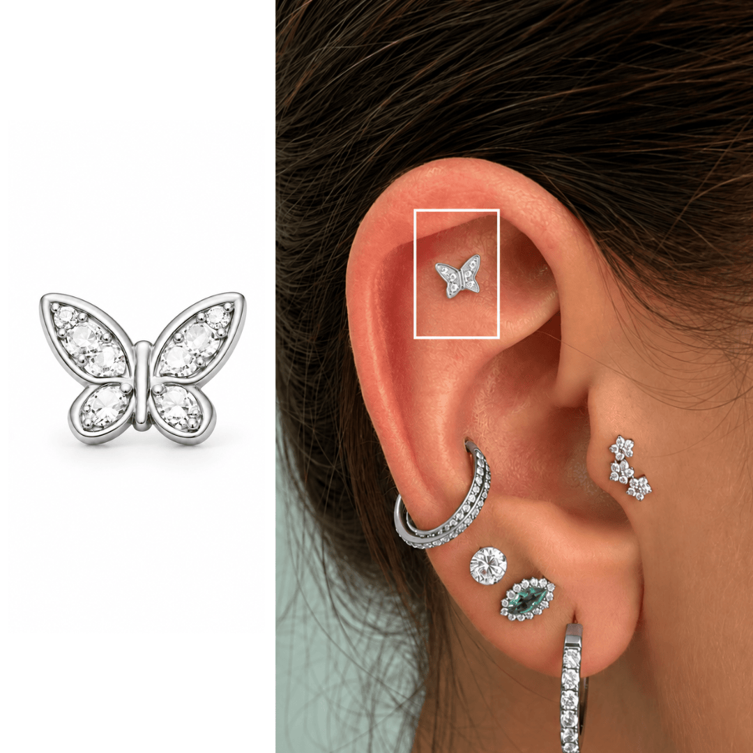 Piercing Borboleta em Titânio | Pratinhas