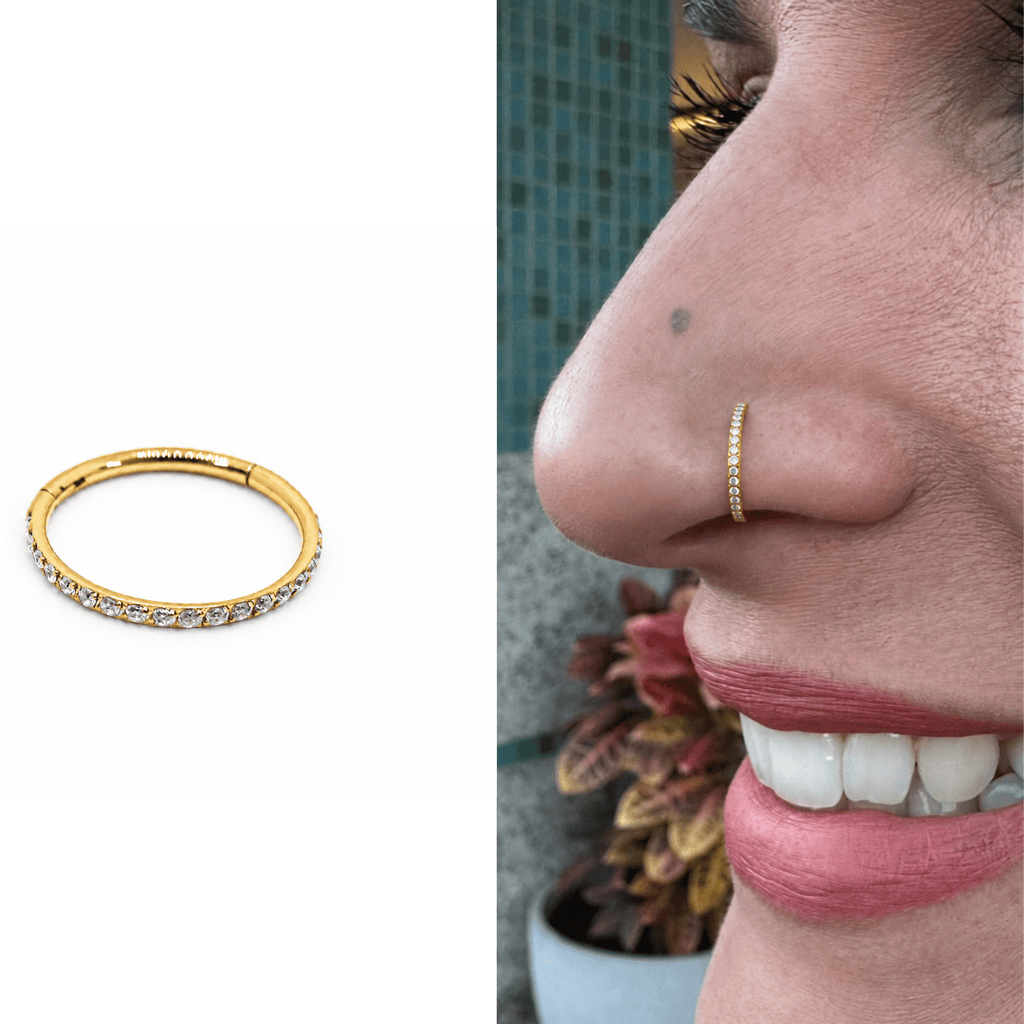 Piercing Argola Clicker Para Nariz em Titânio 0.8 Zircônias | Pratinhas
