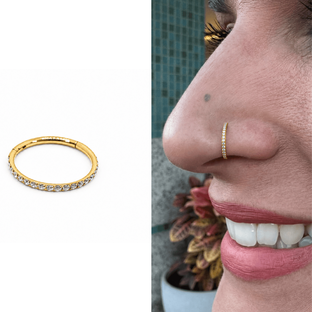 Piercing Argola Clicker Para Nariz em Titânio 0.8 Zircônias | Pratinhas