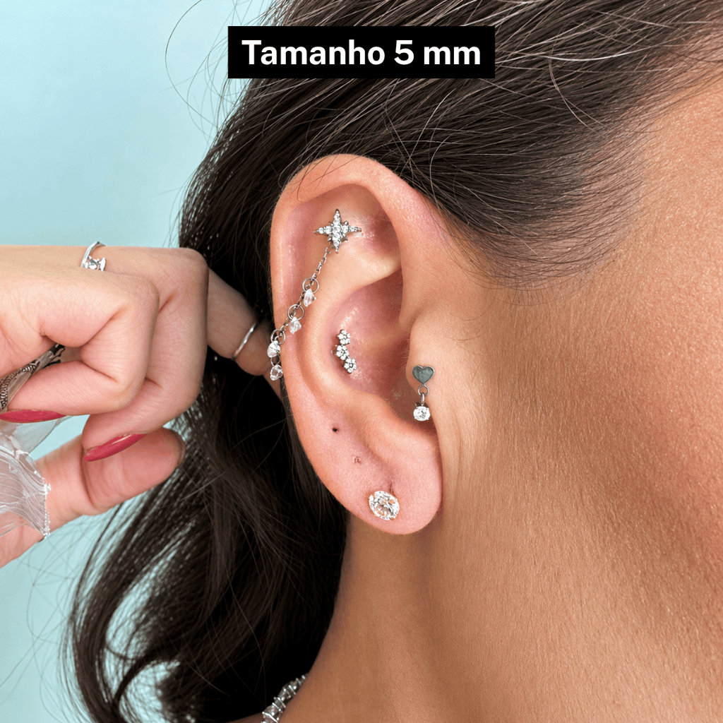 Brinco Solitário de Titânio Gold | Pratinhas