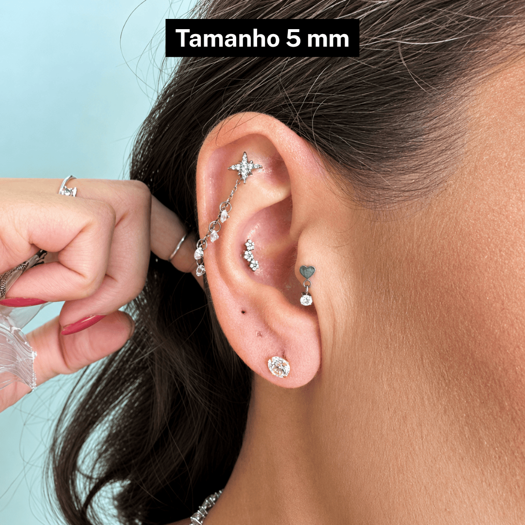 Brinco Solitário de Titânio Gold | Pratinhas