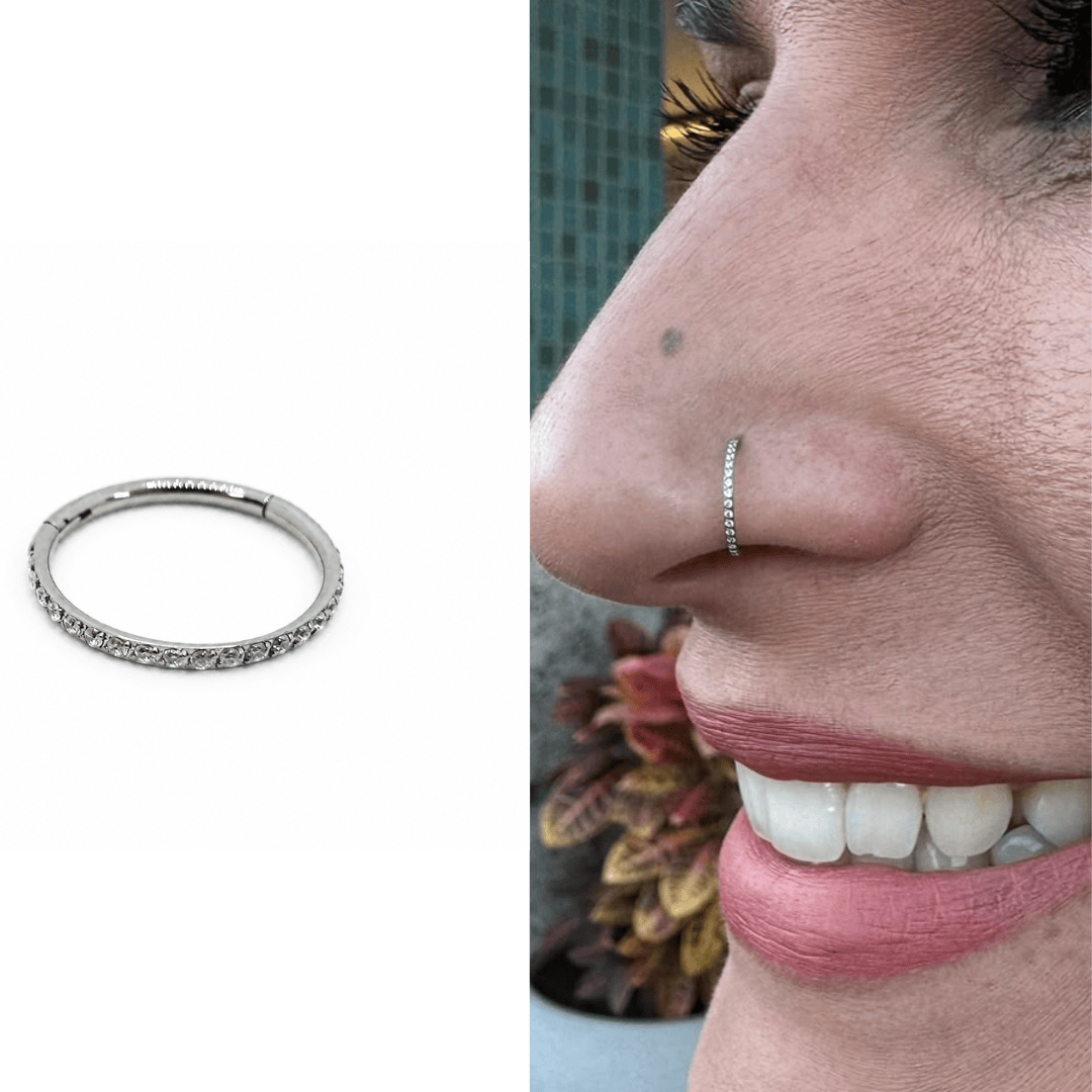 Piercing Argola Clicker Para Nariz em Titânio 0.8 Zircônias | Pratinhas