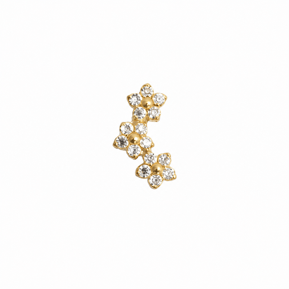 Piercing 3 Flores em Titânio | Pratinhas