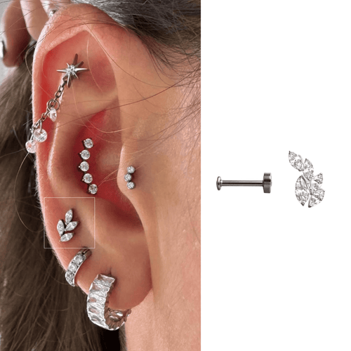 Piercing Lumière Ramo em Titânio | Argola Cartilagem | Pratinhas