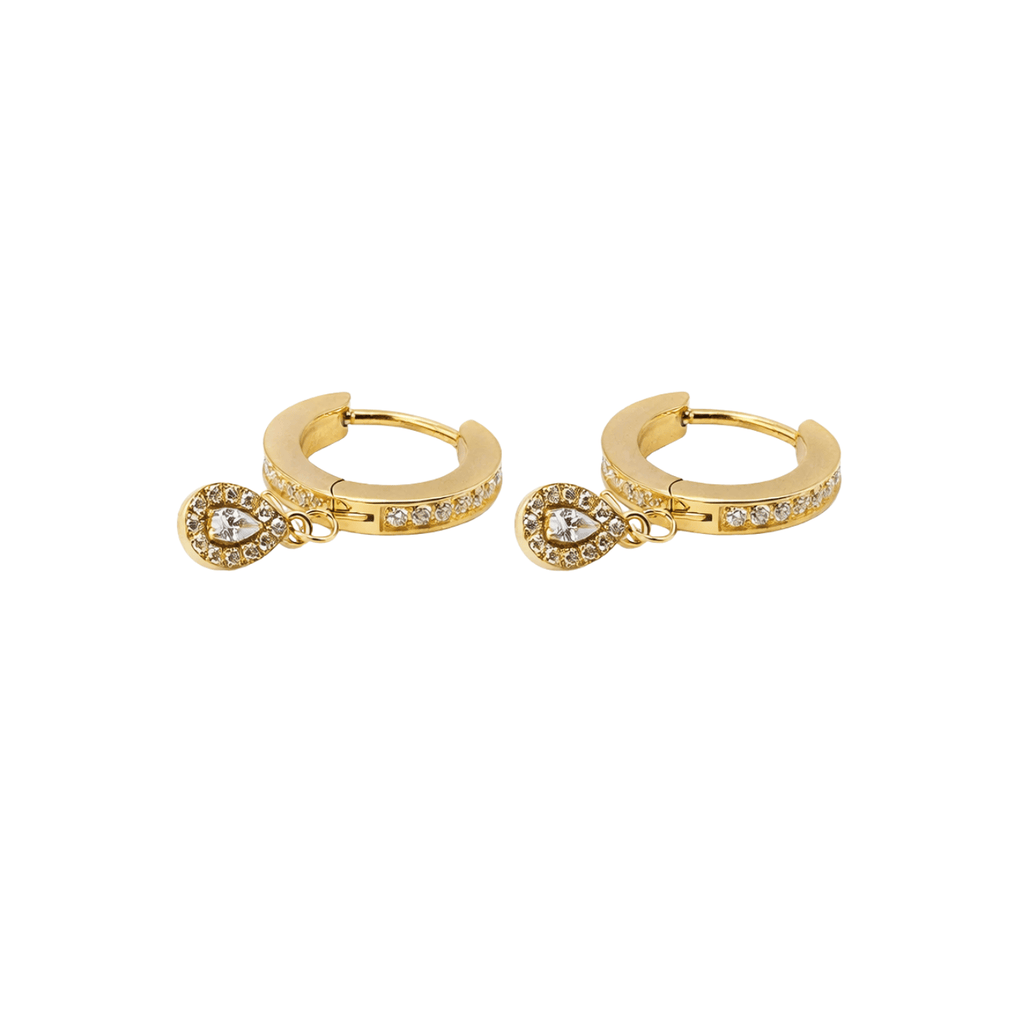 Argola Lumi Gold em Titânio com Pingente Gota | Pratinhas