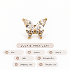 Piercing Butterfly Élégance Cravejado em Titânio | Pratinhas