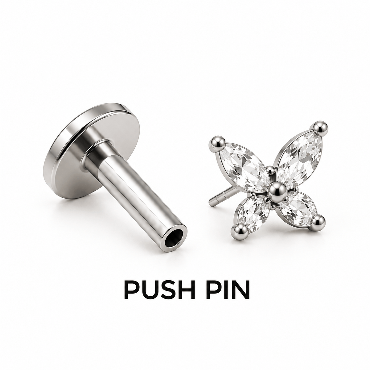Piercing Australiano Borboleta Em Titânio Push Pin | Pratinhas
