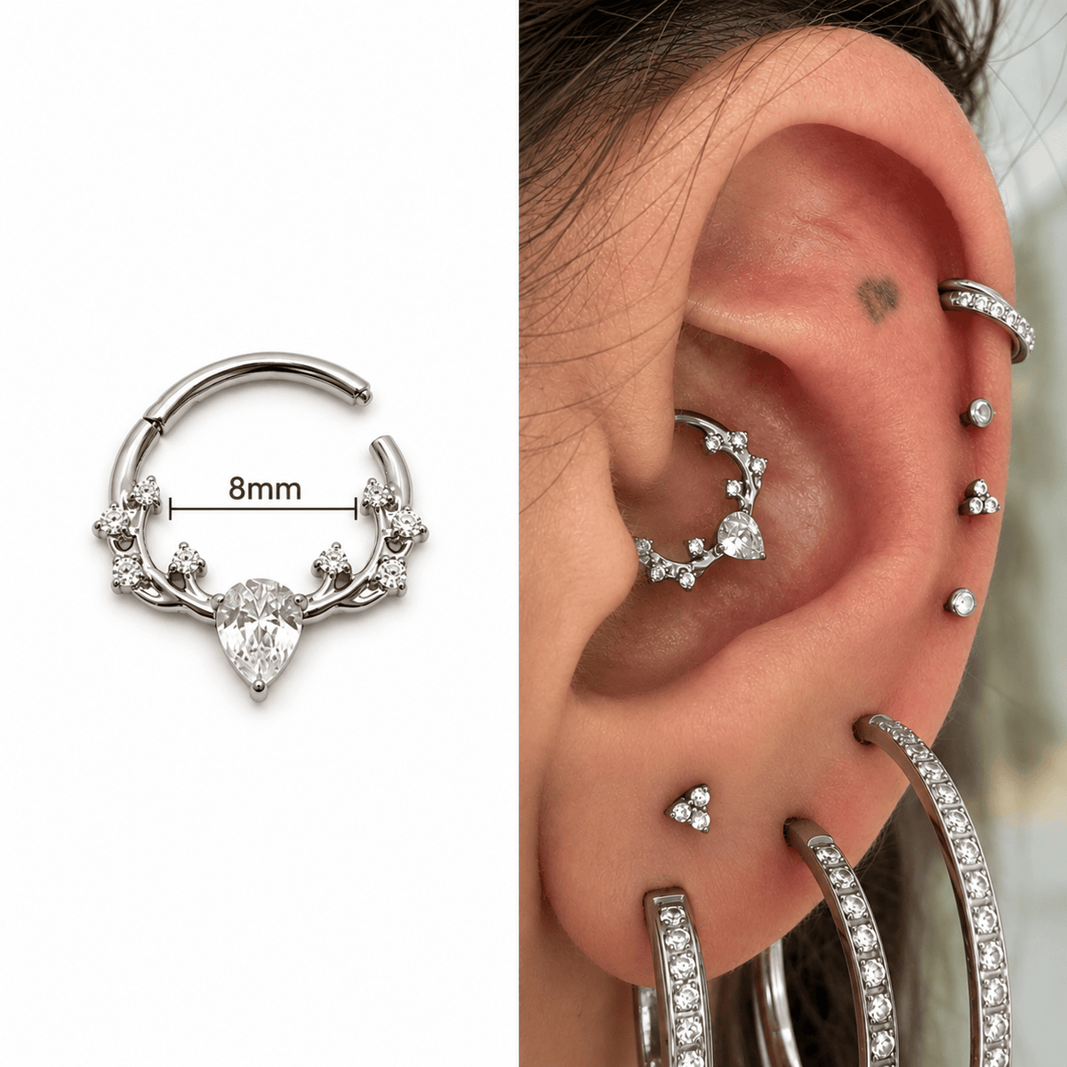 Piercing Argola Daith em Titânio | Pratinhas