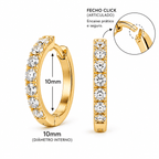 Brinco Lumina Cravejada em Titânio Gold 10mm | Pratinhas