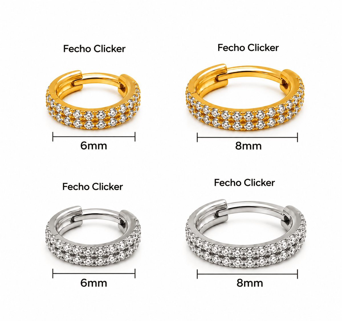 Piercing 2 Fileiras Cravejadas Para Helix Em Titânio | Pratinhas