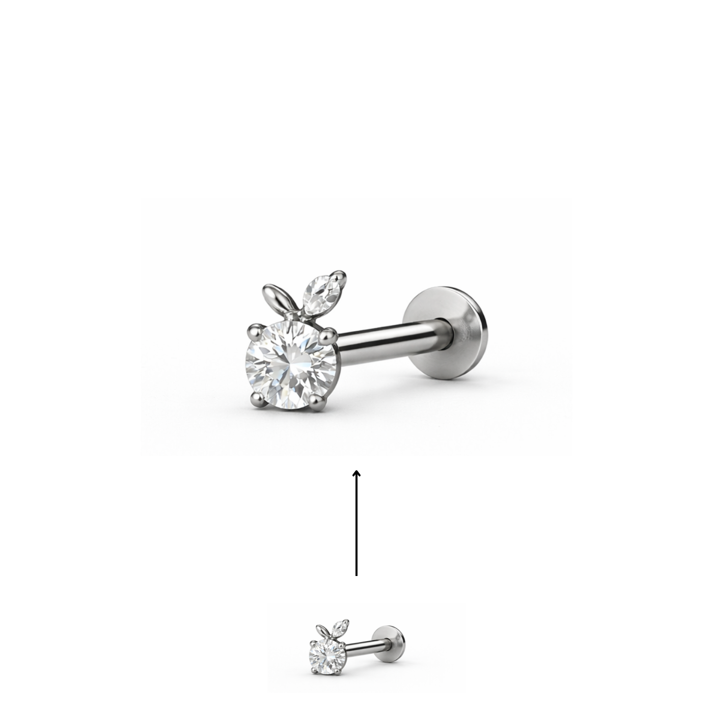 Piercing Tragus Apple em Titânio Antialérgico | Pratinhas