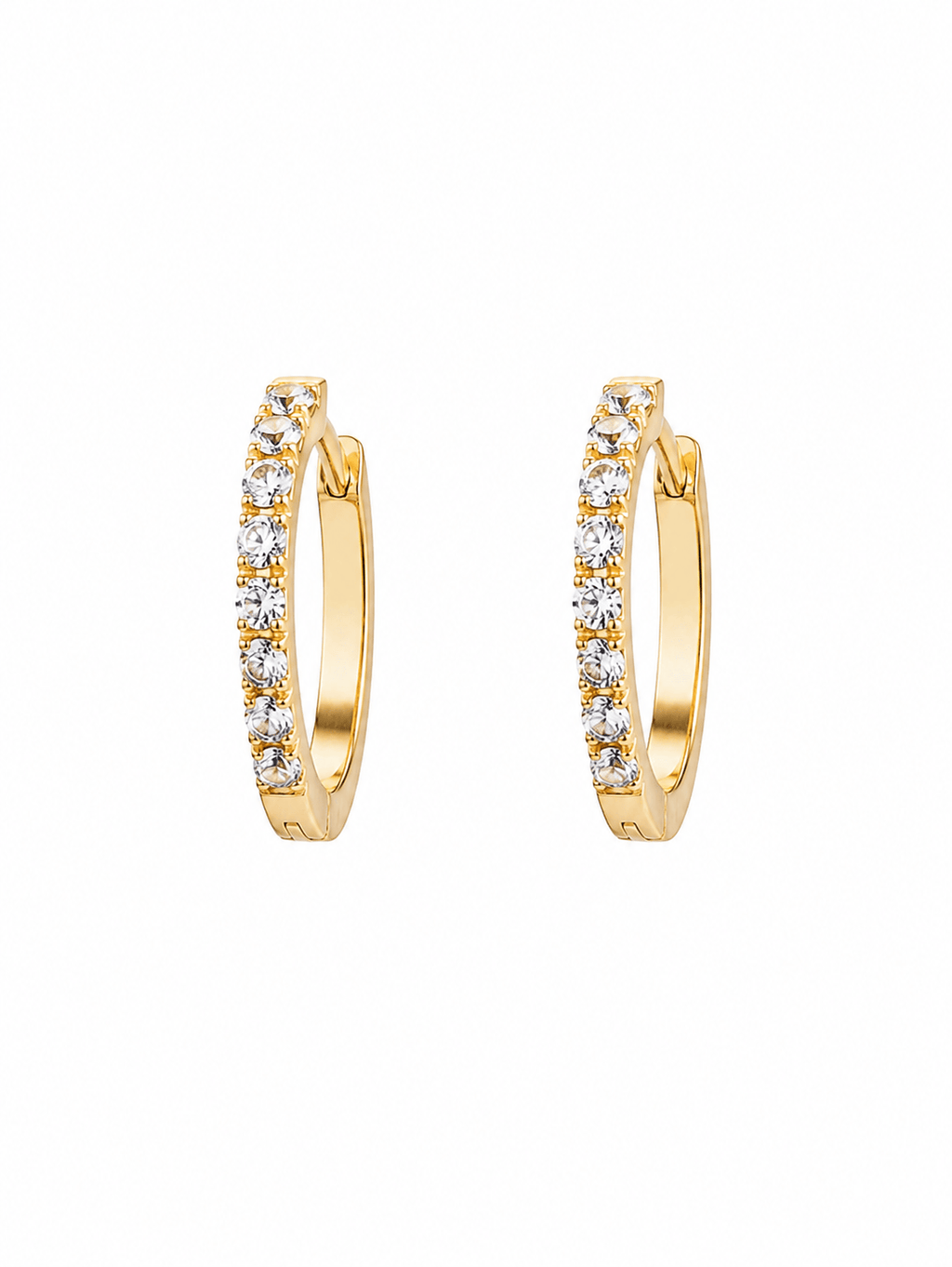 Argola Lumina Cravejada em Titânio Dourado 10mm | Pratinhas