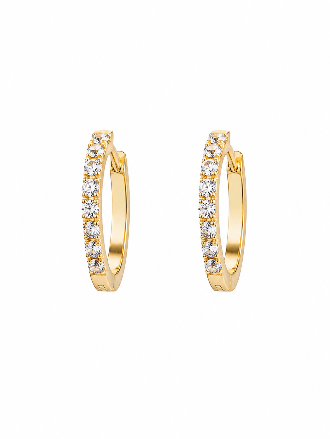Argola Lumina Cravejada em Titânio Dourado | Pratinhas