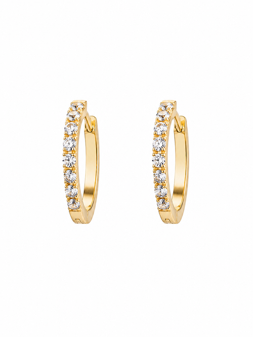 Argola Lumina Cravejada em Titânio Dourado | Pratinhas