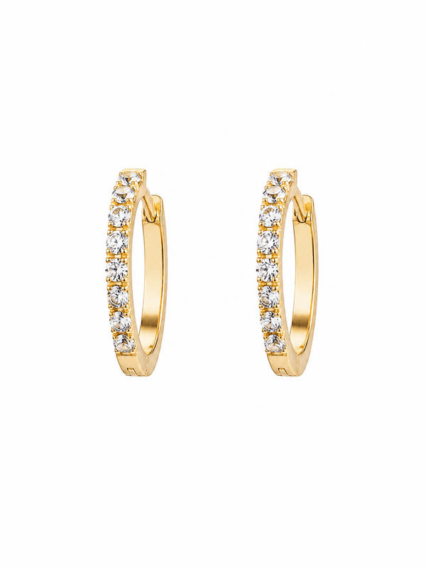 Argola Lumina Cravejada em Titânio Dourado | Pratinhas