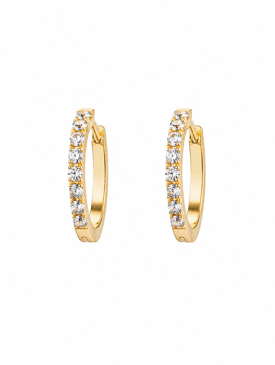 Argola Lumina Cravejada em Titânio Dourado | Pratinhas