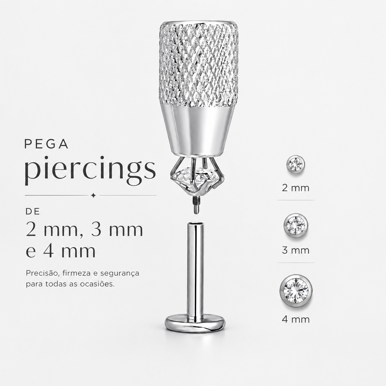 Caneta Aplicadora de Piercing em Aço Inoxidável Profissional | Pratinhas