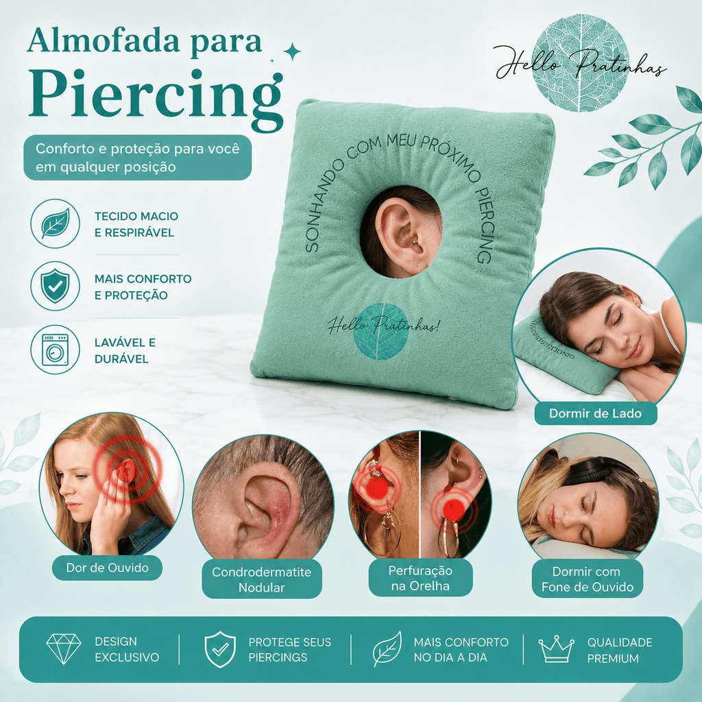 Almofada de Cicatrização para Piercing e Brincos Recentes | Hello Pratinha