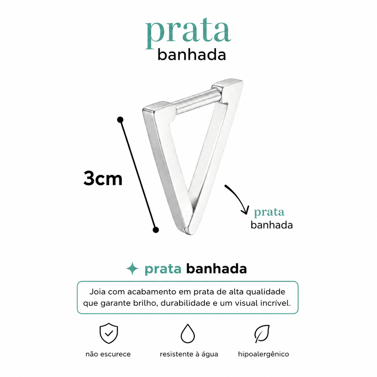 Piercing Virginia Triangulo Helix Prata 925 | Pratinhas