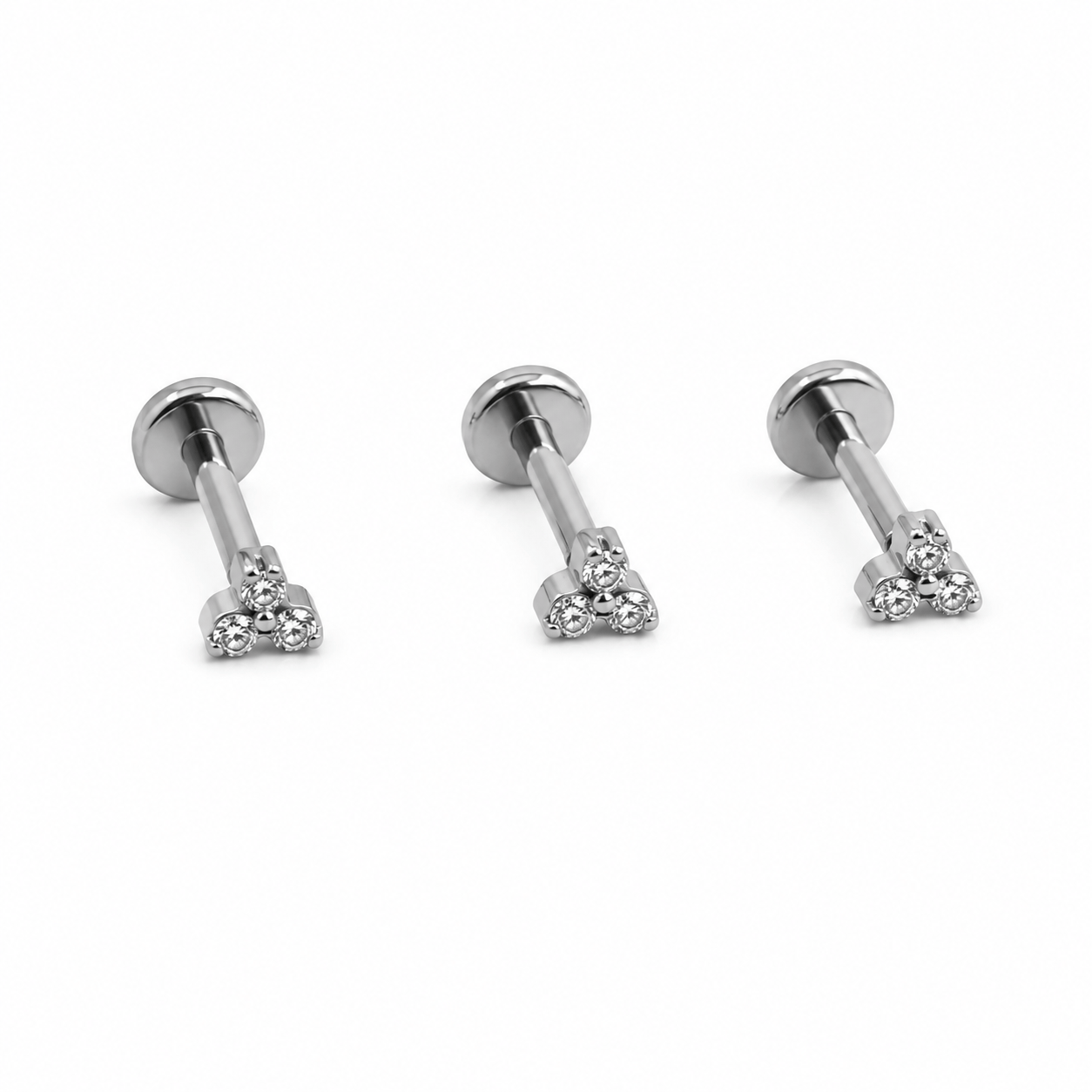 Piercing Australiano Trinity de Cristal em Titânio | Pratinhas