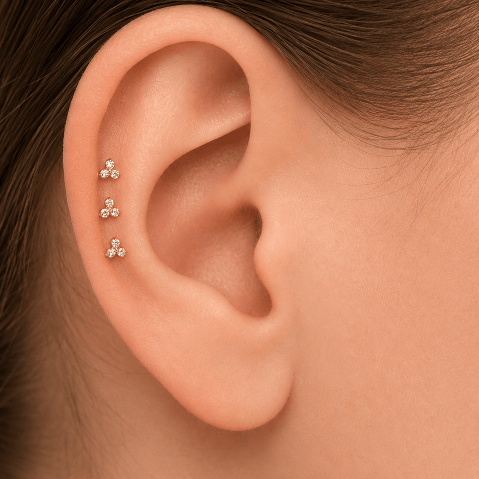 Piercing Australiano Trinity de Cristal em Titânio | Pratinhas