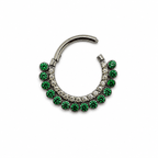 Piercing Articulado em Titânio com Zircônias Verdes 8mm | Pratinhas