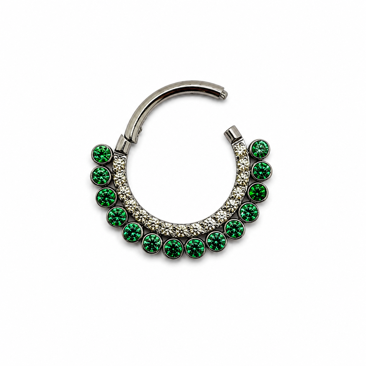 Piercing Articulado em Titânio com Zircônias Verdes 8mm | Pratinhas