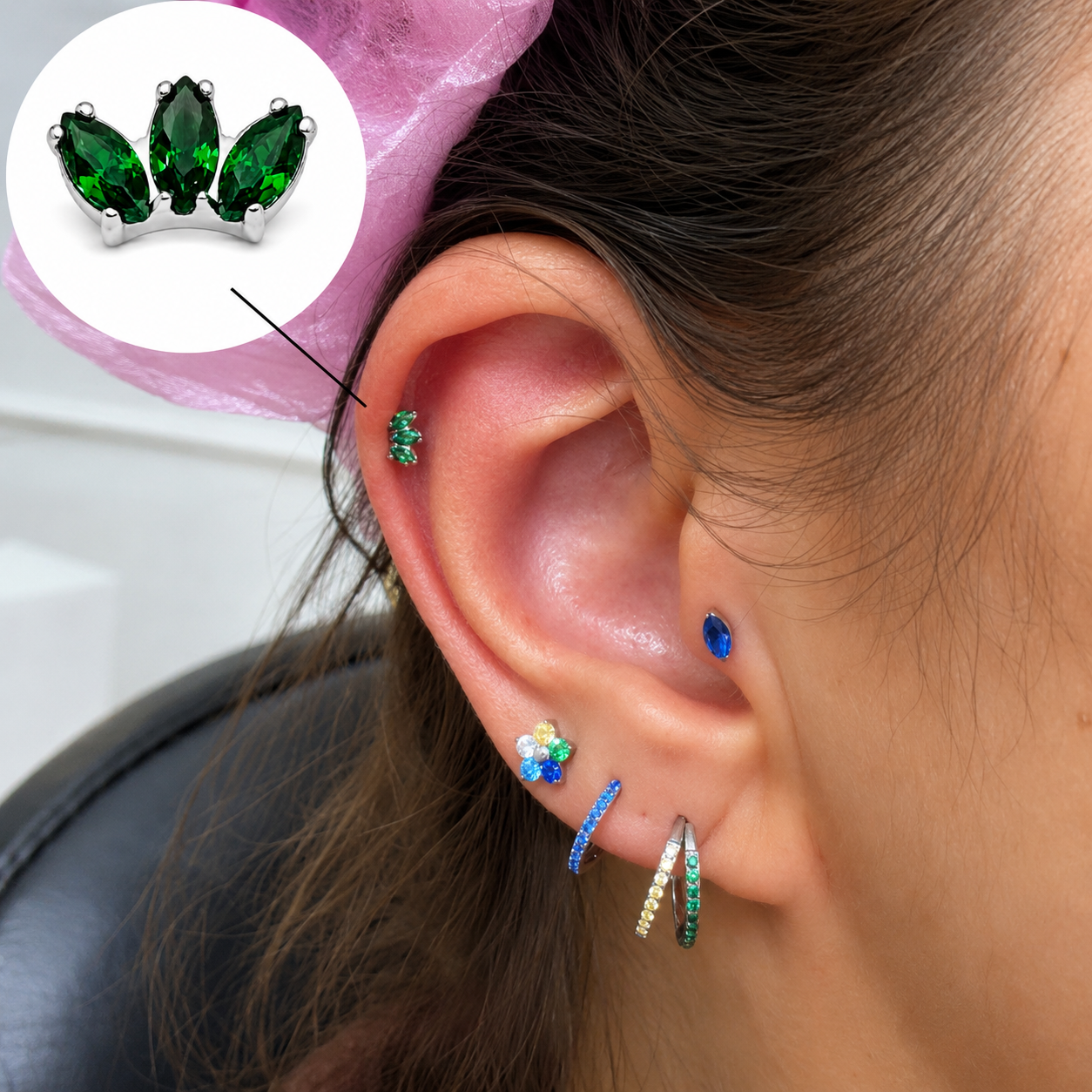 Piercing Mini navete tripla | Pratinhas
