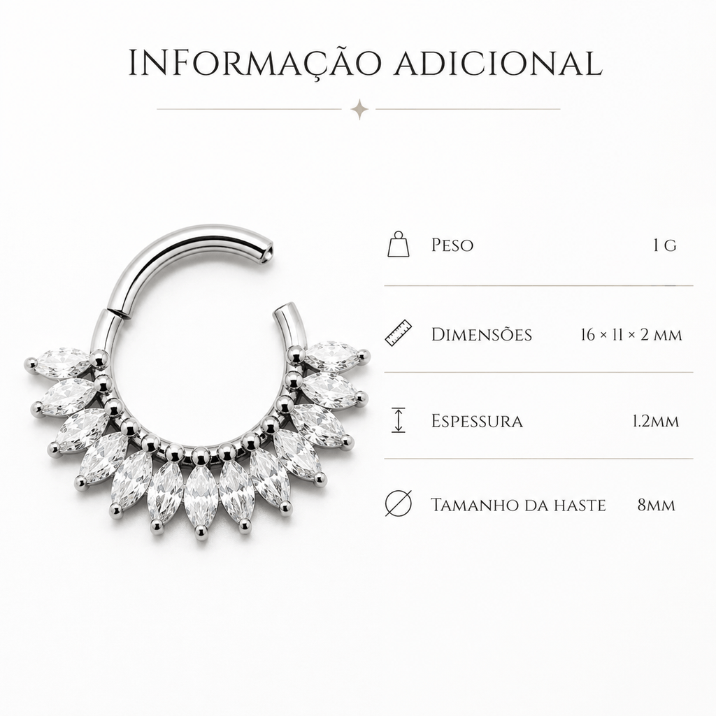Piercing Daith Coroa de Titânio Natural | Pratinhas