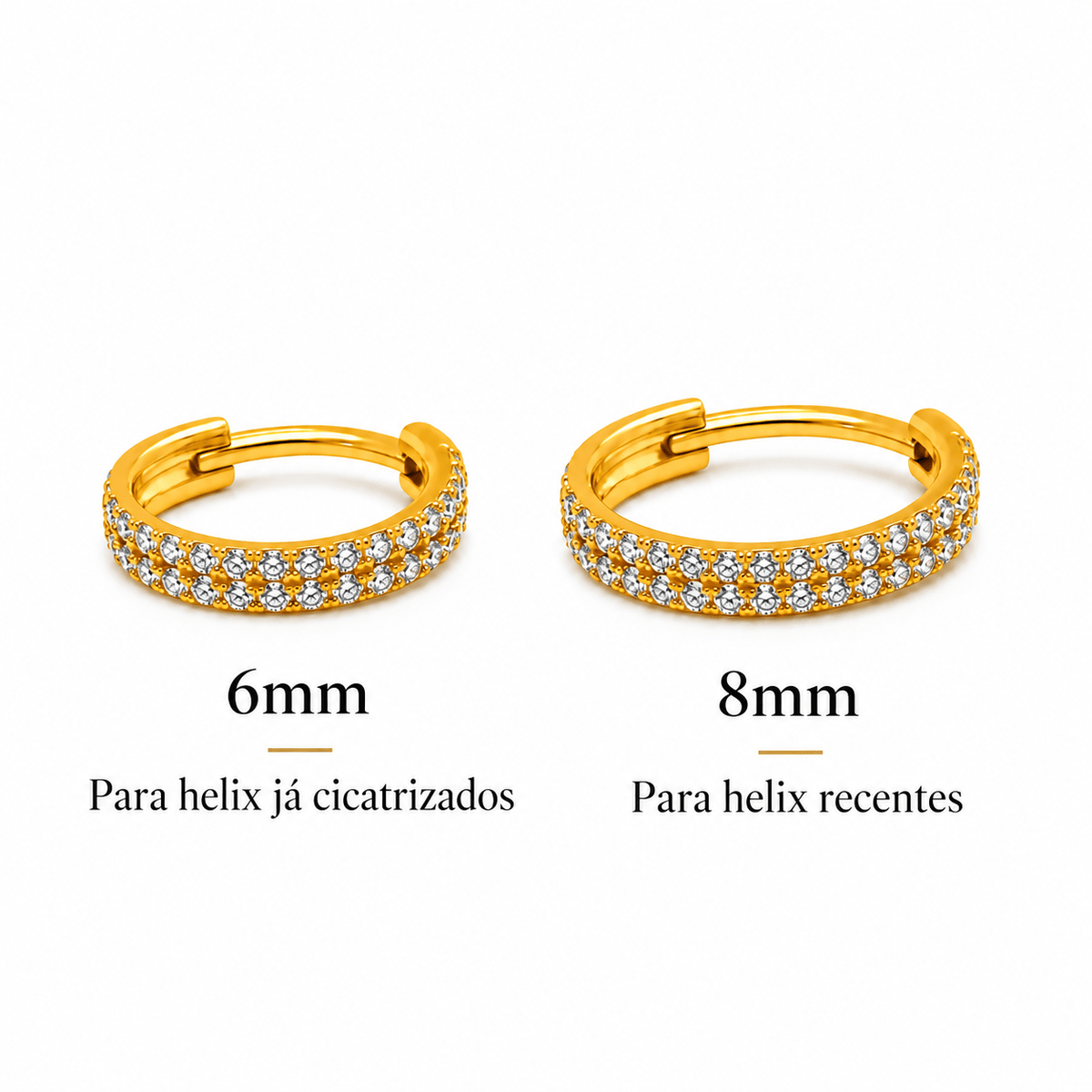 Piercing 2 Fileiras Cravejadas Para Helix Em Titânio | Pratinhas