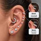 Piercing 2 Fileiras Cravejadas Para Helix Em Titânio | Pratinhas