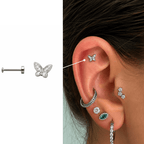 Piercing Helix Borboleta em Titânio | Pratinhas
