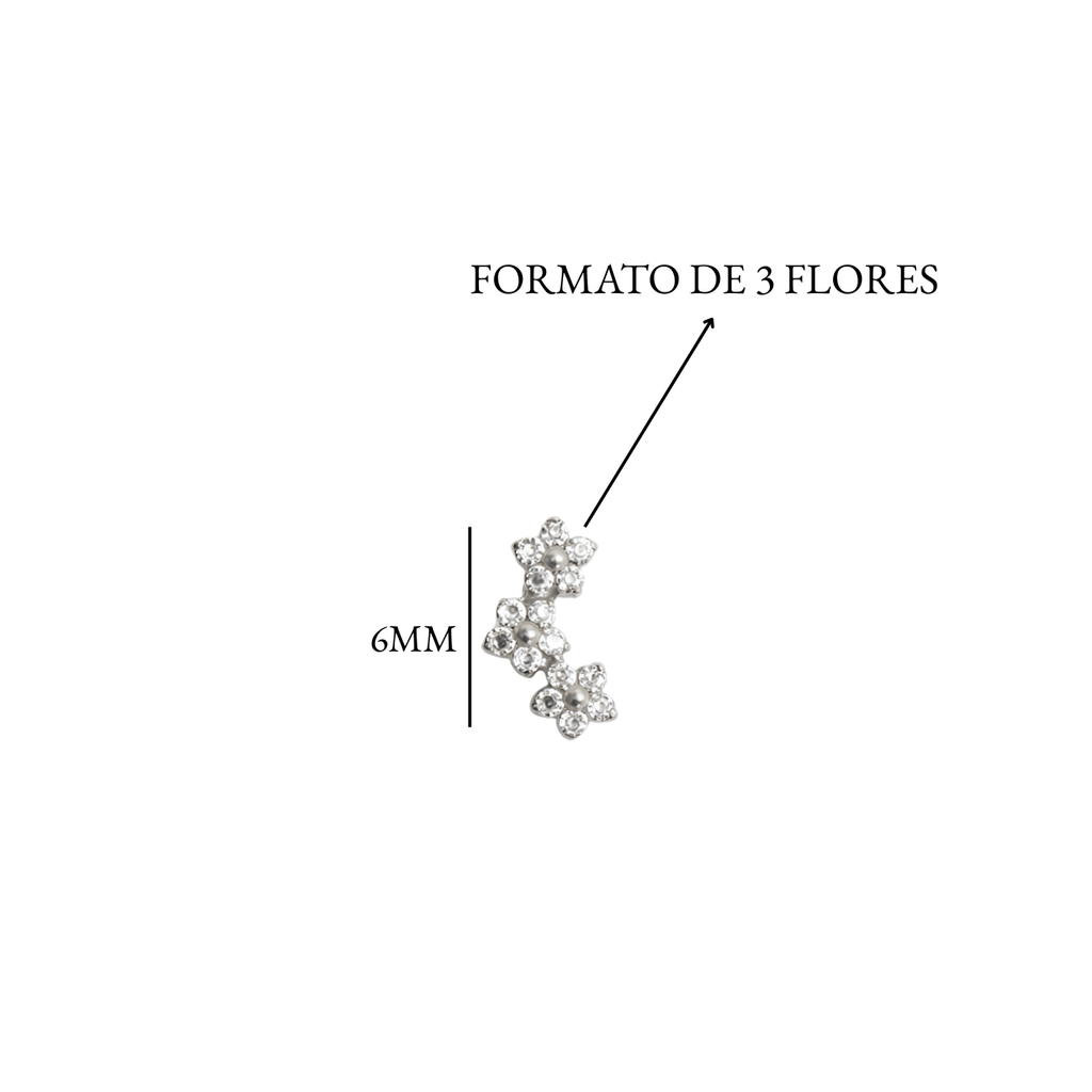 Piercing Tragus 3 Flores em Titânio | Pratinhas