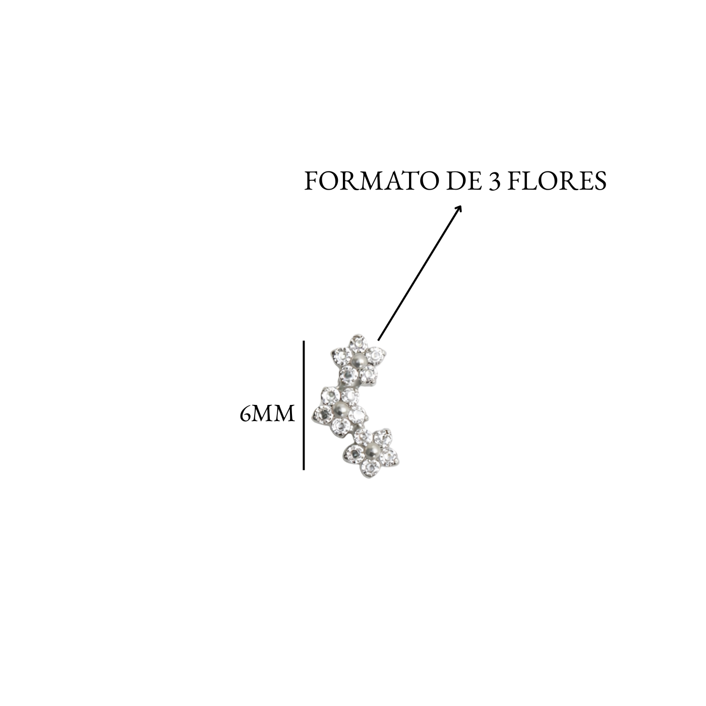 Piercing Tragus 3 Flores em Titânio | Pratinhas