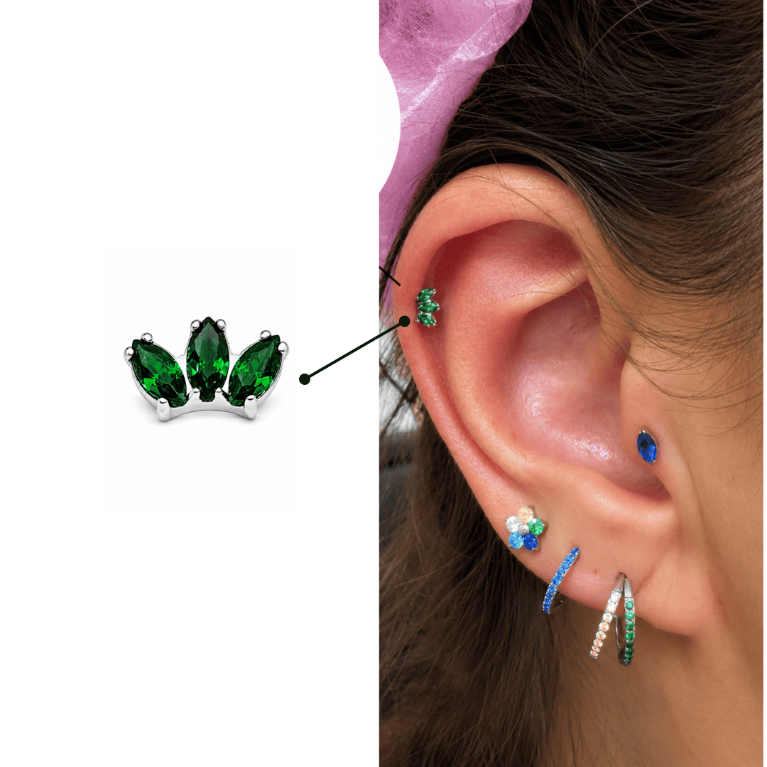 Piercing Mini navete tripla | Pratinhas