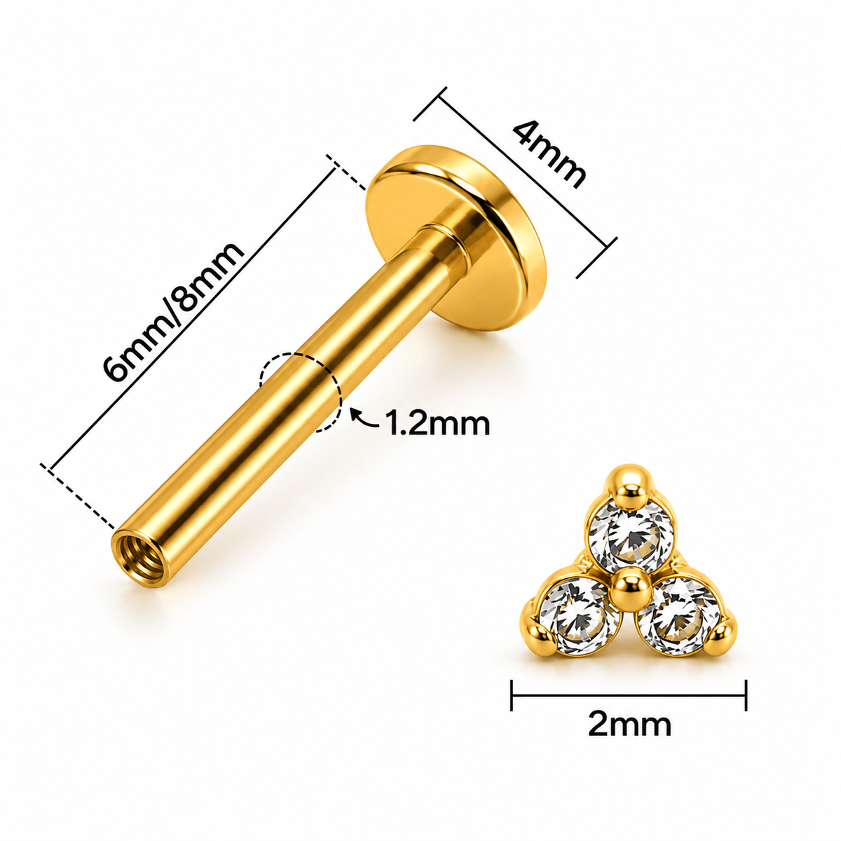 Piercing Australiano Trinity em Titânio | Pratinhas