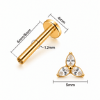 Piercing Trevo Crystal em Titânio | Pratinhas