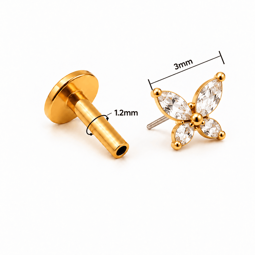Piercing Australiano Borboleta Em Titânio Push Pin | Pratinhas