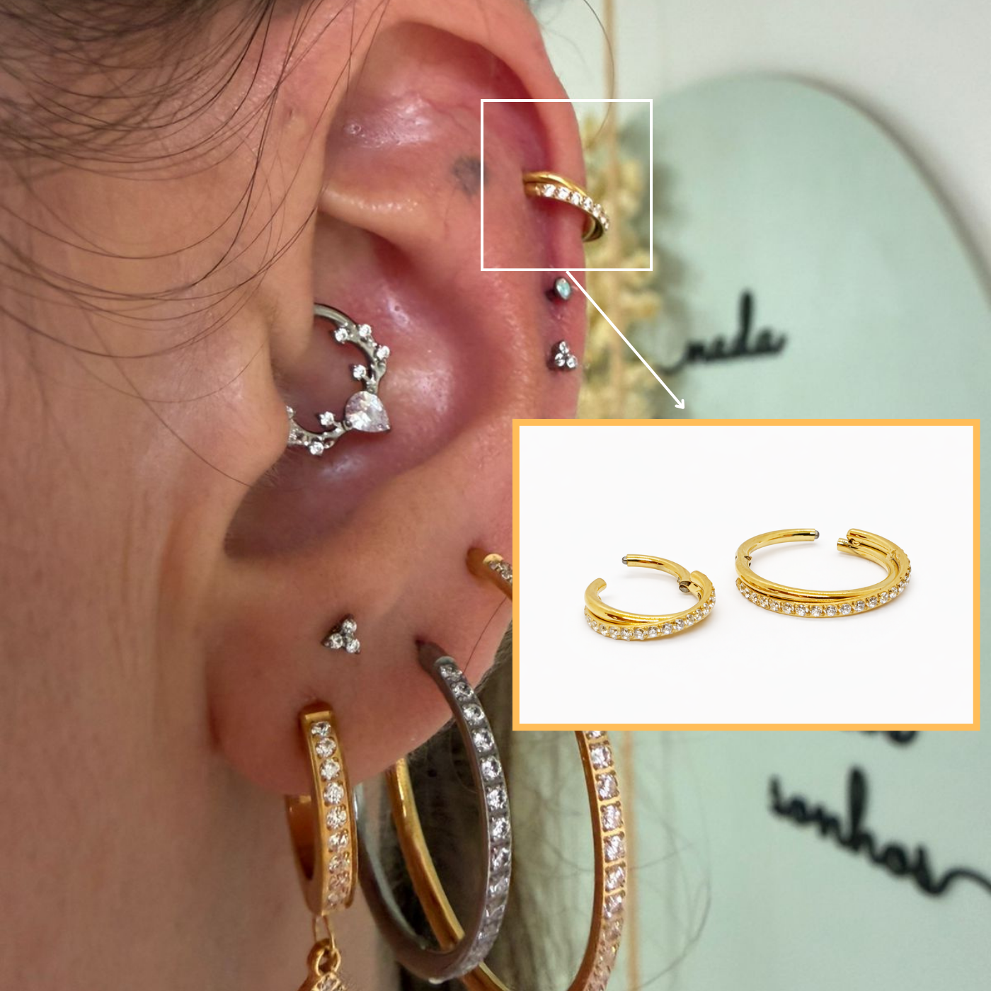 Piercing Titânio Celeste Gold 7mm e 11mm | Pratinhas