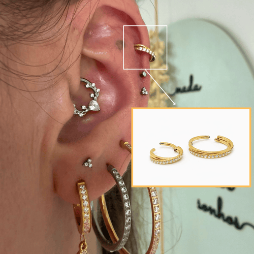 Piercing Helix Celeste Gold Titânio 7mm e 11mm | Pratinhas